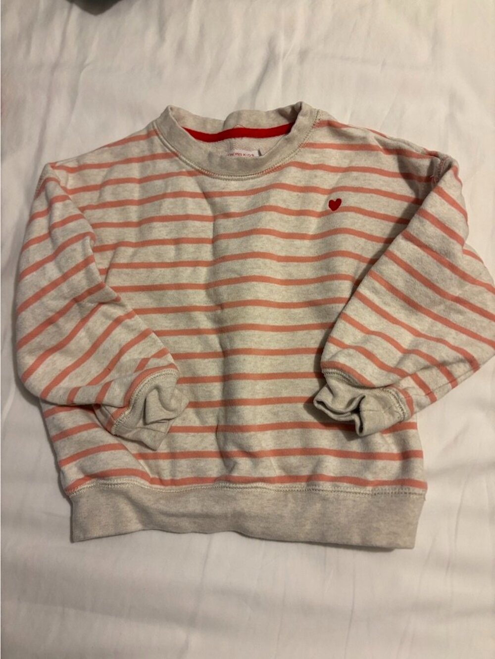 Monoprix Kids girls pink and white striped sweatshirt - EUC - Size 5